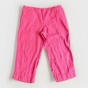 J.Jill Pants Women L Pink Love Linen Easy Wide‎ Leg Crop Beach Resortwear